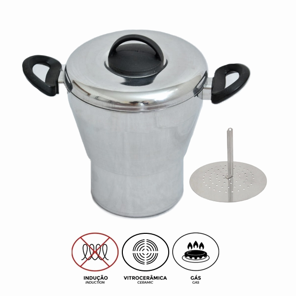 Cuscuzeira de Alumínio Premium Polida  DuSertão