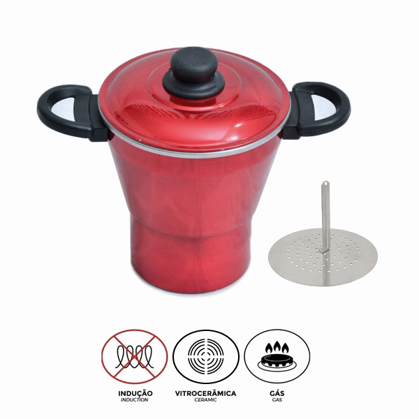 Cuscuzeira de Alumínio Vermelha DuSertão